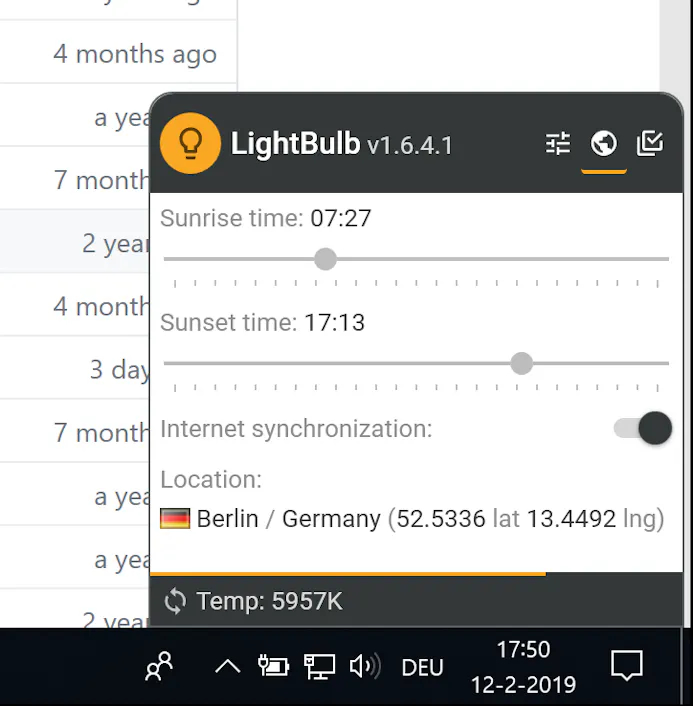 LightBulb bepaalt aan de hand van jouw locatie wanneer het de kleur van je beeldscherm moet aanpassen.