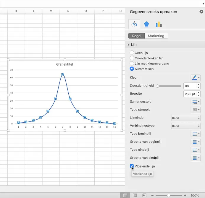Zo maak je een lijngrafiek vloeiend in Excel