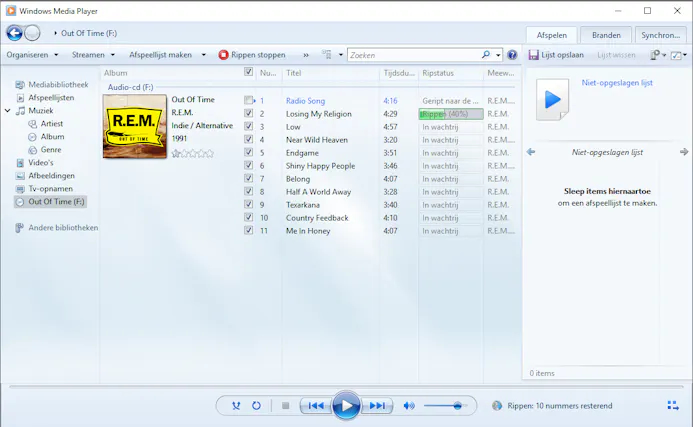 Met Windows Media Player bewaar je audio-cd’s op de pc.