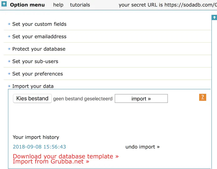 Tip 07 Via het Option menu kun je een csv-bestand gaan importeren zodat je niet alle gegevens over hoeft te typen.