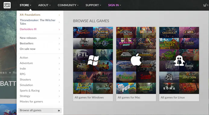 04 GOG.com heeft games voor Windows, macOS en Linux.