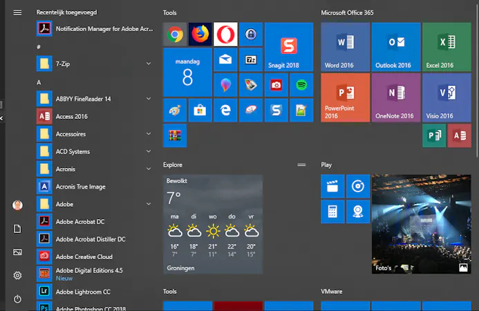 Je kunt veel instellen in het Windows 10 startmenu, maar je moet wel van harde kleuren en blokken houden.