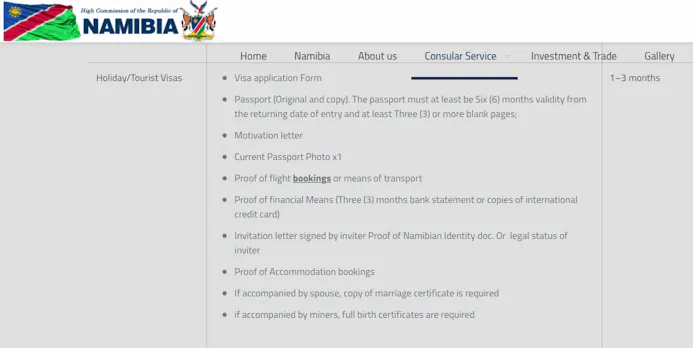 Voor Namibië moet je paspoort nog minstens zes maanden geldig zijn op het moment dat je het land weer verlaat, en je moet minstens drie lege pagina’s in je paspoort hebben.