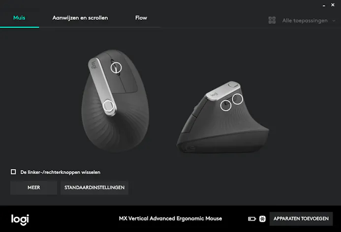 Met de Logitech Options-software laat zich de functionaliteit van alle knoppen op de muis aanpassen.