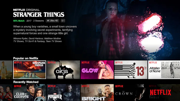 Is een Netflix-titel in een hoge resolutie beschikbaar, dan merk je dat aan het Ultra HD 4K-logo.