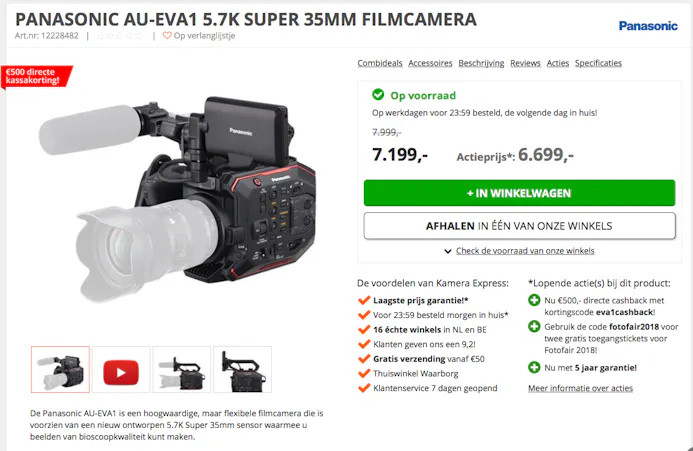 Tip 07 Deze camera is duur in aanschaf, maar kan bij veel verhuurbedrijven per dag gehuurd worden.