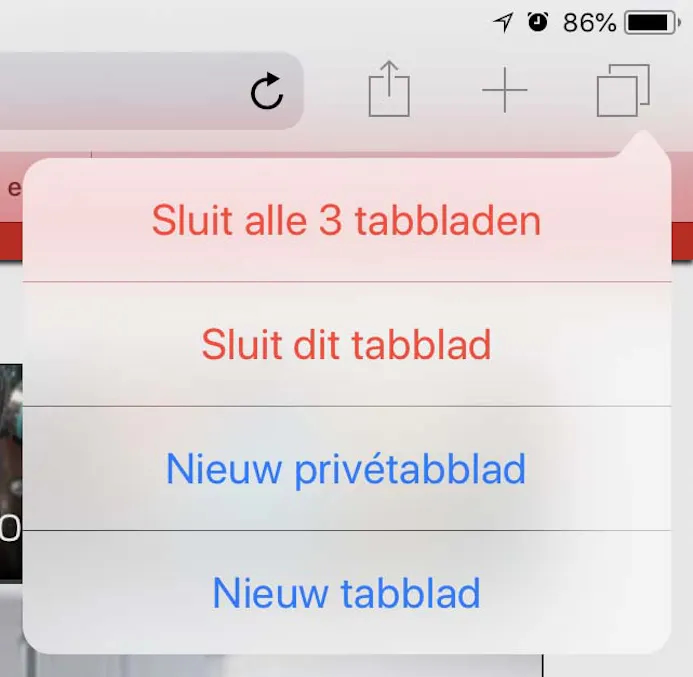 Sluit alle openstaande tabs in Safari voor iOS in een klap