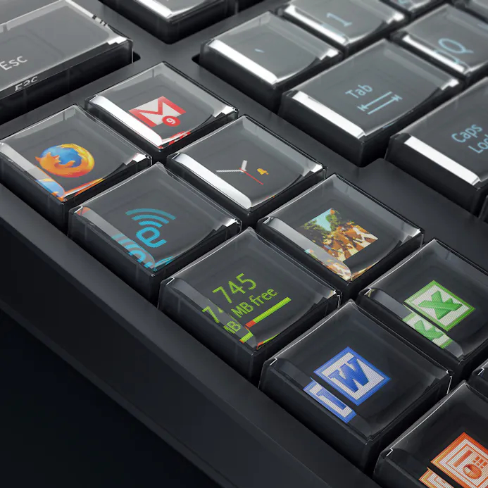 Het Optimus Maximus-toetsenbord laat je led-toetsen programmeren in beeld en functie.