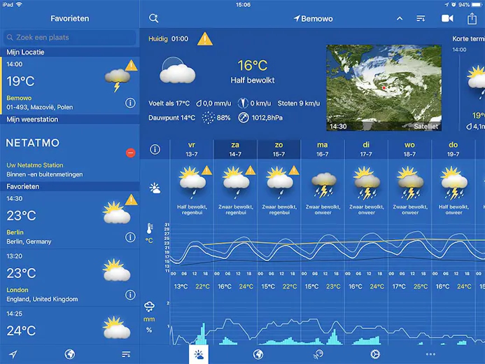 WeatherPro is een nauwkeurige en gedetaillerde app voor voorspelling van het weer