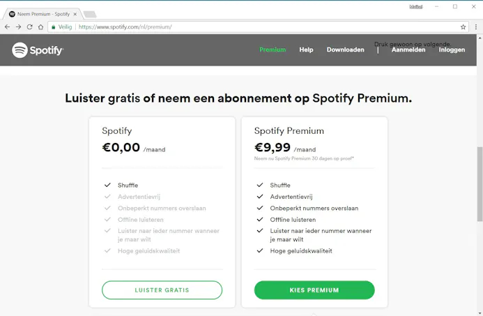 Voor gebruik van Spotify Connect op je audiosysteem is meestal een betaald Premium-abonnement vereist.