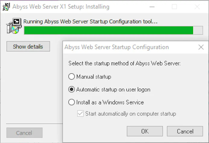 Tip 01 Je beslist zelf of Abyss Web Server automatisch mag opstarten.