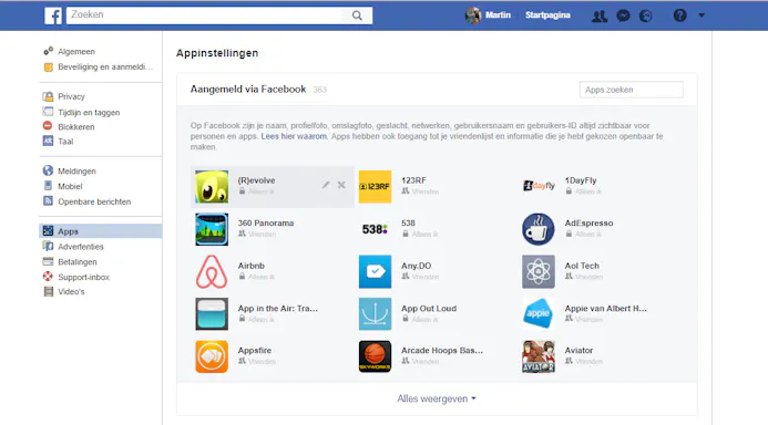Het aantal gekoppelde apps dat toegang heeft tot je Facebook-account zal je verbazen.