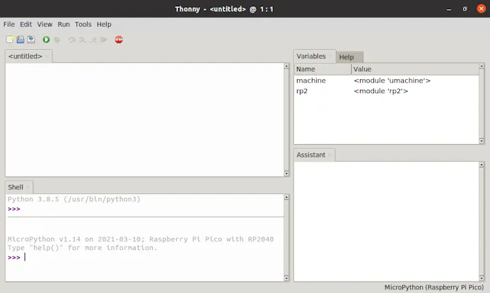 05 In de shell van Thonny voer je Python-opdrachten op de Raspberry Pi Pico uit.