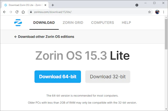 Tip 02 Beslis of je de 32- of 64bit-versie van Zorin OS gaat downloaden.