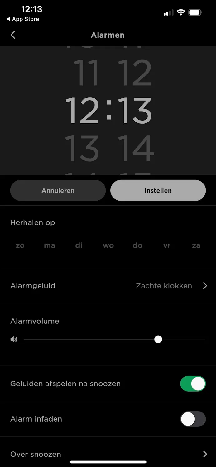 In de Bose Sleep-app kun je de achtergrondgeluiden en alarmen instellen.