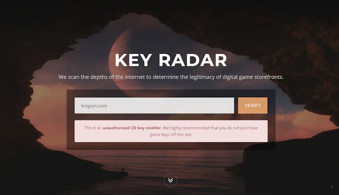 Op Key Radar kun je controleren of een website is geautoriseerd om productcodes te verkopen.