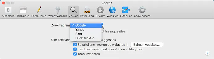 Je kunt een andere zoekmachine gebruiken in Safari