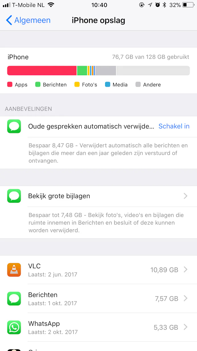 Gesprekken die ouder zijn dan een jaar inclusief hun bijlagen, kan iOS 11 automatisch verwijderen.
