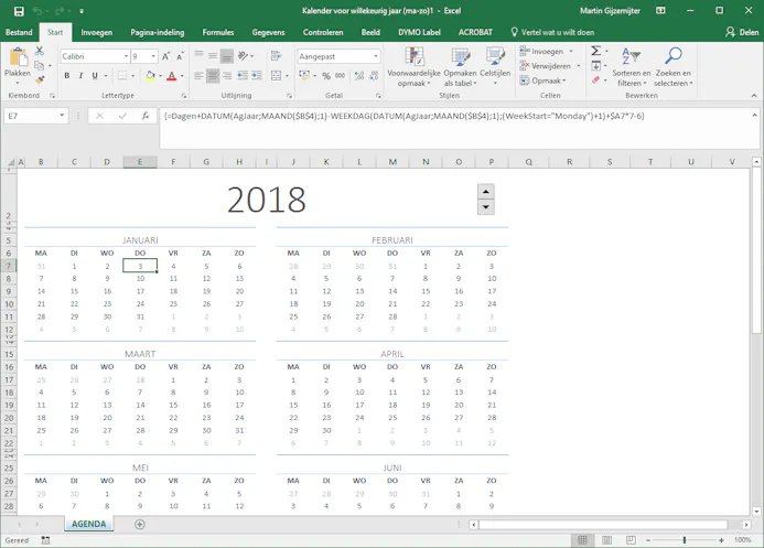 In Excel vind je meer dan genoeg sjablonen voor je jaarkalender.