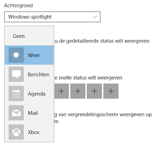 Tip 10 Windows kan wanneer de computer is vergrendeld, extra informatie over de status van bepaalde apps weergeven op het vergrendelingsscherm.