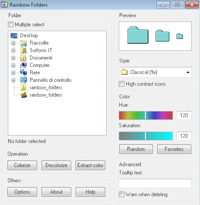 Screenshot van Rainbow Folders.
