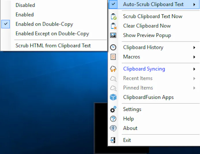 ClipboardFusion laat zich vanuit het Windows systeemvak bedienen.