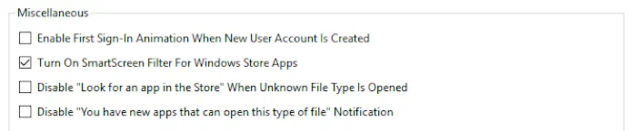 Tip 06 Wil je dat de SmartScreen-filter nieuwe apps uit de Windows Store nakijkt op malware, dan activeer je de optie Turn On Smartscreen Filter For Windows Store Apps.
