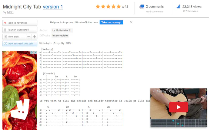 Op Ultimate Guitar vind je gratis gitaar-tabs van duizenden songs.