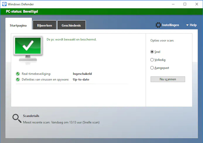 Windows Defender is de standaard antivirussoftware van Windows 10.