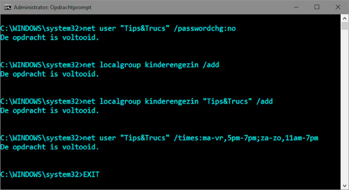 Tip 03 Ook in Windows Home is geavanceerd gebruikersbeheer mogelijk (vanaf de opdrachtprompt).