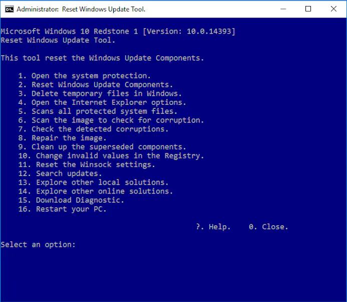 Tip 13 Reset Windows Update Agent spoort problemen op met Windows Update.