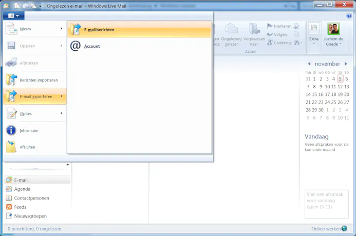 Tip 05 In Windows Live Mail kun je zo je e-mail exporteren.