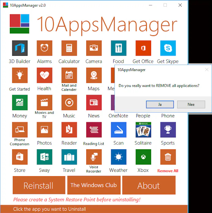 10AppsManager maakt het eenvoudig om ingebouwde Windows 10-apps te verwijderen.