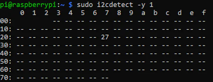 In de tabel kun je aflezen wat het I²C-adres van het lcd-scherm is.