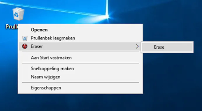 Gebruik Eraser om de inhoud van de Windows Prullenbak te vernietigen.