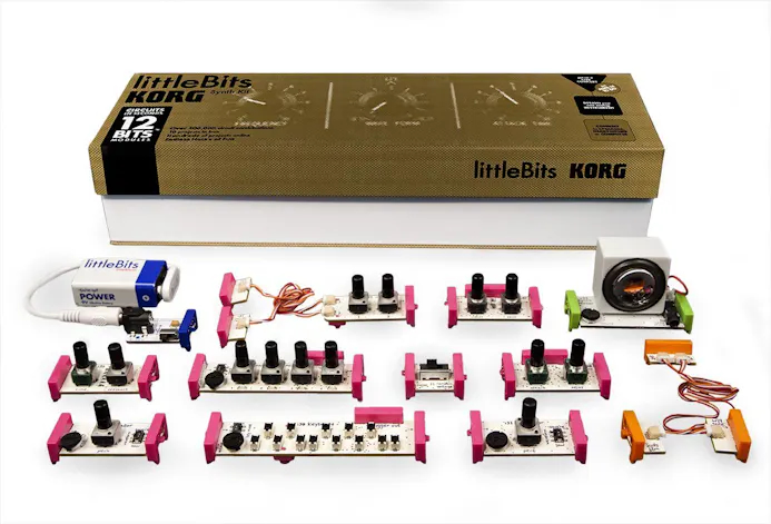Met de modules van littleBits kun je bijvoorbeeld een synthesizer bouwen, een elektronisch muziekinstrument.