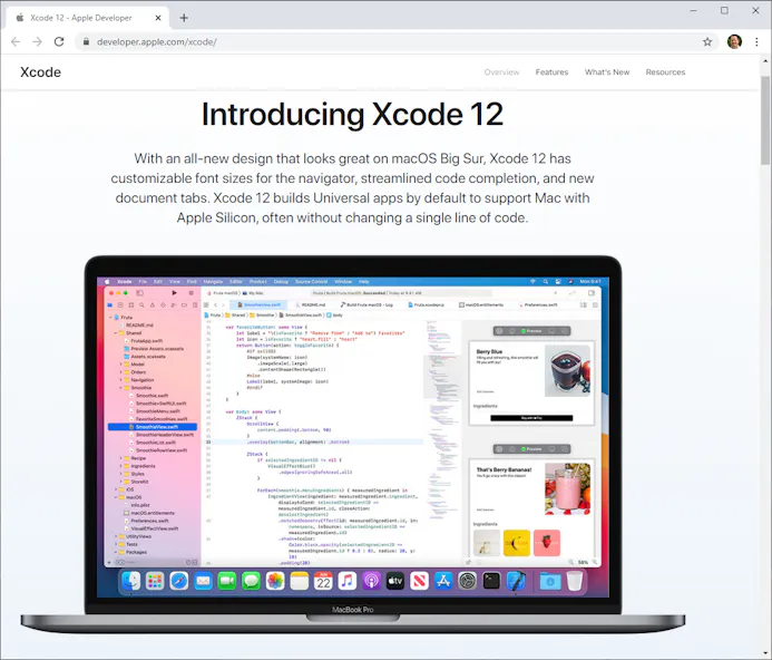 De ontwikkelomgeving Xcode van Apple werkt alleen op een Mac.
