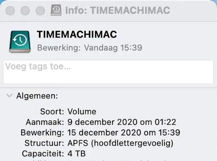Maak met Time Machine een back-up voordat je macOS opnieuw installeert.