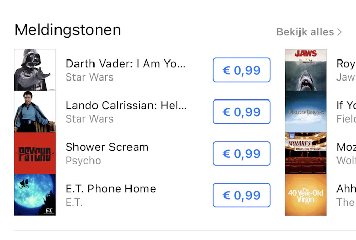 In de iTunes Store kun je meer ringtones kopen.