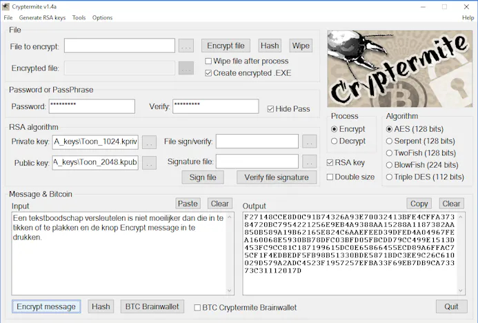 Tip 04 Cryptermite heeft een klein arsenaal encryptie-algoritmes in het aanbod.