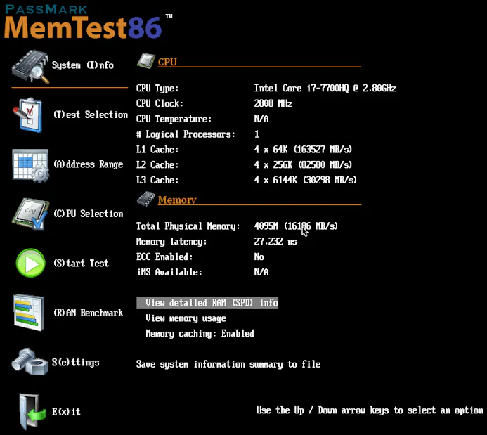 MemTest86 biedt best wel wat configuratie-opties.
