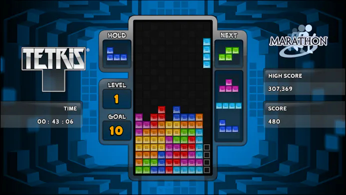 Tetris is na al die jaren nog steeds net zo leuk om te spelen. Een geoefende speler kan er overigens wel lang mee bezig zijn.
