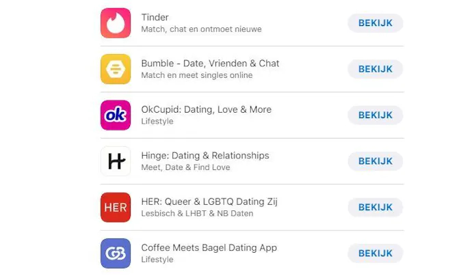 De App Store staat vol met verschillende soorten dating-apps (Bron: Apple)