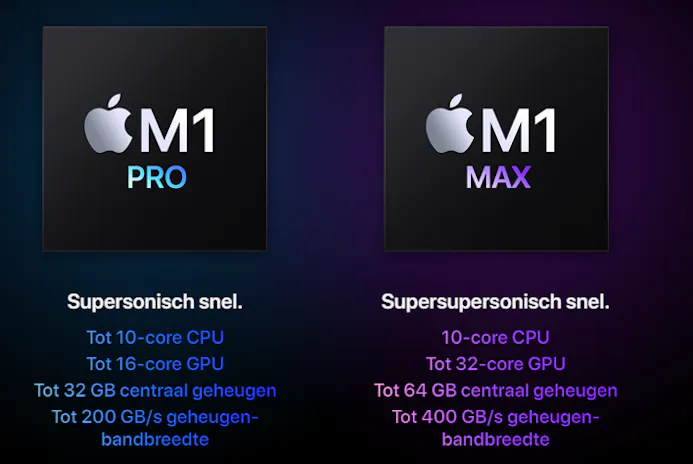 De twee nieuwe chips van Apple.