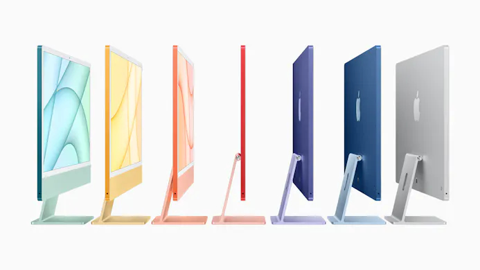 De iMac is te koop in zeven verschillende kleurcombinaties.