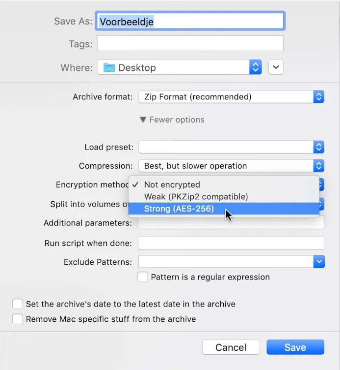 BetterZip voor macOS biedt vele opties, inclusief versleuteling