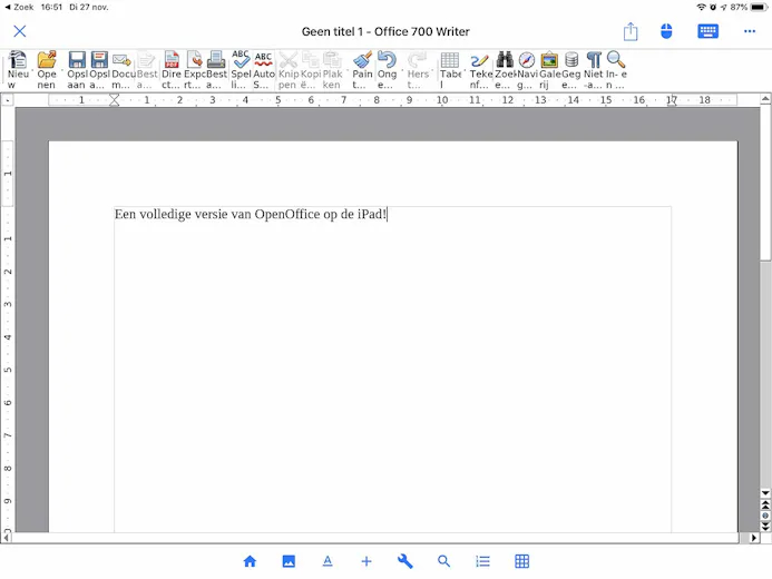 Office 700 is een volledige versie van OpenOffice onder iOS