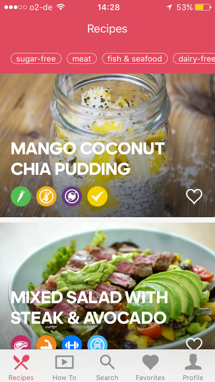 De app is kleurrijk en je vindt snel een passend recept door de handige icoontjes.