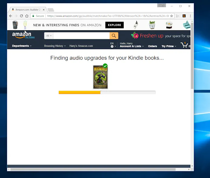 Voor een paar dollar koop je de audioboekversie van e-books die je al bij Amazon had aangeschaft.