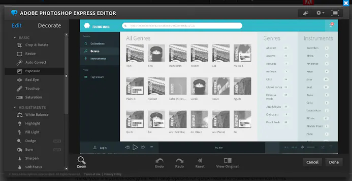 Photoshop Express Editor is een programma dat je vanuit de browser kunt bedienen.